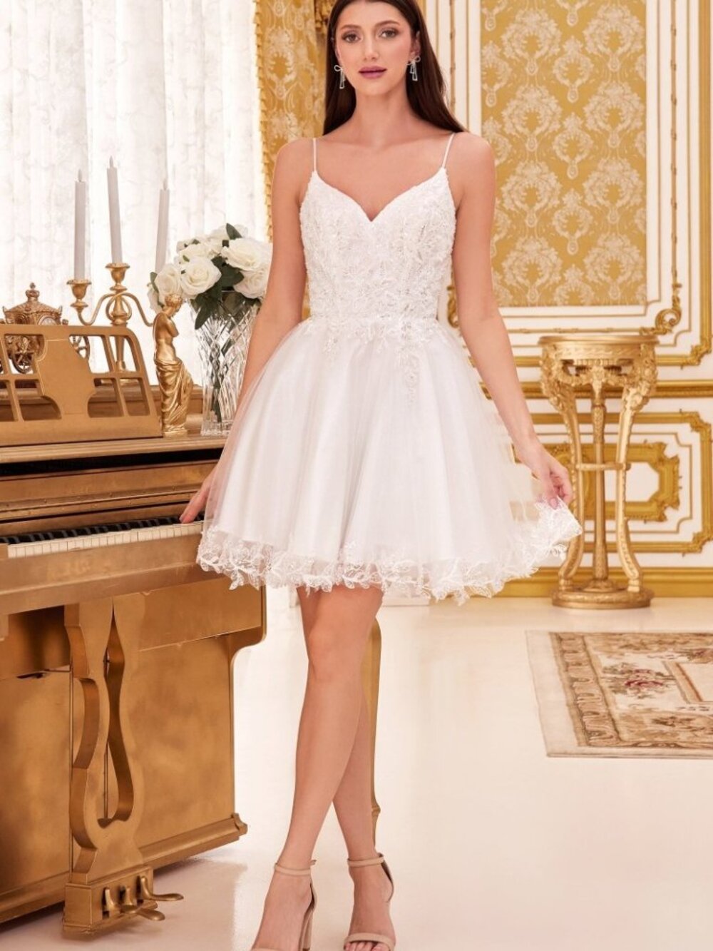 NEW OFF WHITE Evening Gown Floor Length Formal Elegant Stunning CD0213